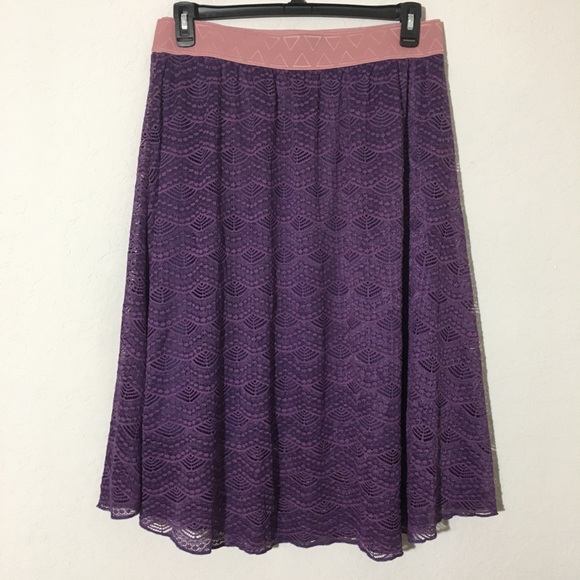 LuLaRoe Lola Purple Lace Aline Skirt Sz XL - Picture 4 of 8